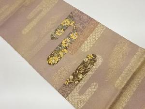 金彩ヱ霞に花唐草・古典柄模様織出し袋帯